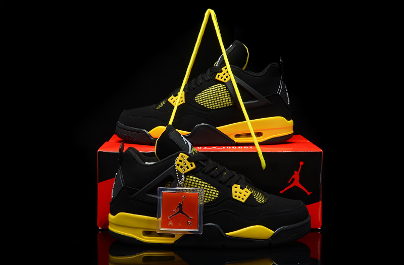 Air Jordan 4 Men Shoes Black/Yellow Online
